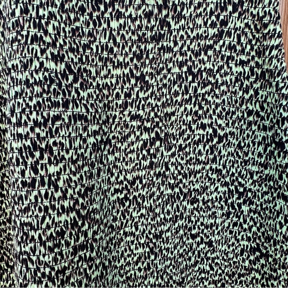 AFRM Leopard Print Smocked Mini Dress Green Y2K Bodycon - Picture 7 of 13